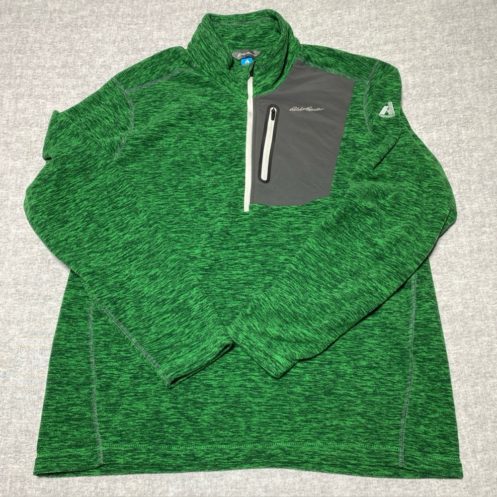Eddie Bauer Pullover Mens Large Green First Ascent 1/4 Zip Chest Pocket Outdoors